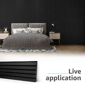 Art3d 4-Piece Wood Slat Acoustic Panels for Stylish Decor and Noise Reduction, 3D Textured Panel for Ceiling and Wall, Matte Black