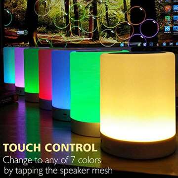 ZHOPPY Night Light Bluetooth Speaker for Teenage Girls/Boys, Touch Control Bedside Lamp Portable Tab...