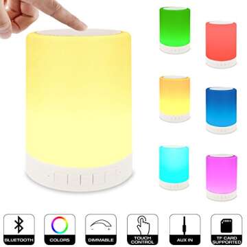 ZHOPPY Night Light Bluetooth Speaker for Teenage Girls/Boys, Touch Control Bedside Lamp Portable Table Lamp Color LED Speaker Light