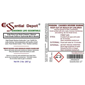 Pure Lye Drain Cleaner Food Grade Sodium Hydroxide 2 lbs