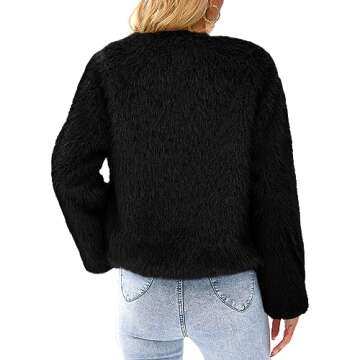 PRETTYGARDEN Women's 2025 Warm Faux Fur Cropped Jacket with Pockets for Stylish Winter Wear (Black, ...