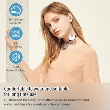DUSONLAP Sleep Earbuds Bluetooth 5.4 in Ear Light-Weight Headphones, Mini Sleep Headphones Small Design for Side Sleepers, 47H Playtime with Charging Case, Clear Calls Earphones, White