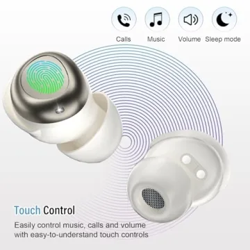 DUSONLAP Sleep Earbuds Bluetooth 5.4 in Ear Light-Weight Headphones, Mini Sleep Headphones Small Design for Side Sleepers, 47H Playtime with Charging Case, Clear Calls Earphones, White