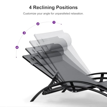 Stylish PURPLE LEAF Poolside Chaise Lounge Set with Table