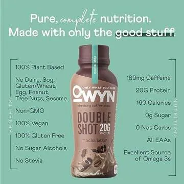 OWYN Vegan Protein Coffee Shake 180mg Caffeine in Mocha
