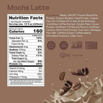 OWYN Vegan Protein Coffee Shake 180mg Caffeine in Mocha