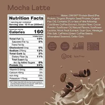 OWYN Vegan Protein Coffee Shake 180mg Caffeine in Mocha