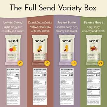 Send Bars Vegan Protein Bars with Greens - Variety Box (8 Bars)