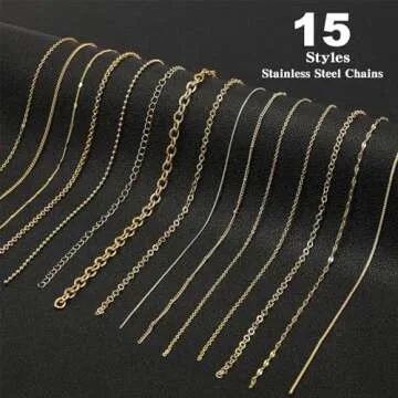 ENERFUN Gold Necklace Chains for Jewelry Making, 112 Feet 15 Rolls Jewelry Chains Bulk for DIY Necklace Bracelet Jewelry Making Accessories with Jump Rings Lobster Clasps Connectors