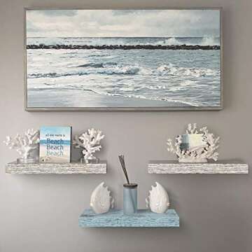 Sorbus Floating Shelves - 3 Pack 16 Inch Rustic & Blue Wall Shelves for Bedroom, Kitchen, Living Roo...