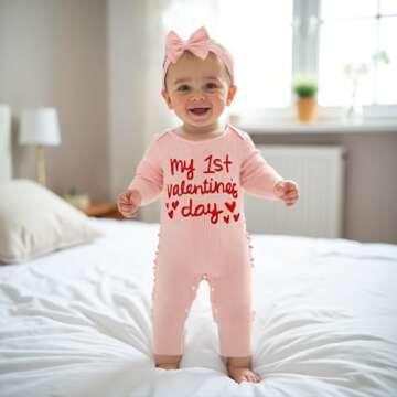 citgeett My First Valentines Baby Girl Outfit Long Sleeve Romper Jumpsuit Winter Fall Newborn Girl O...