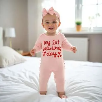 citgeett My First Valentines Baby Girl Outfit Long Sleeve Romper Jumpsuit Winter Fall Newborn Girl O...
