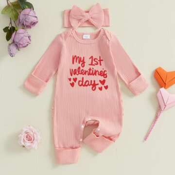 Adorable My First Valentines Baby Girl Romper Outfit