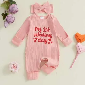 Adorable My First Valentines Baby Girl Romper Outfit
