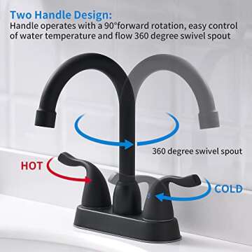 FROPO 2 Handle Black Bathroom Sink Faucet - 4 Inch Centerset Faucet Bathroom 2 or 3 Hole Lavatory Fa...