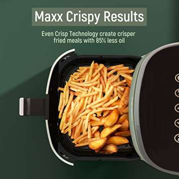 Air Fryer, Fabuletta 9 Customizable Smart Cooking Programs Compact 4QT Air Fryers, Shake Reminder, 450°F Digital Airfryer,Tempered Glass Display, Dishwasher-Safe, Fit for 2-4 People