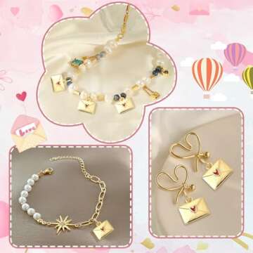 LiQunSweet 20 Pcs Brass Charms with Enamel Real 18K Gold Plated Love Letter Sweet Heart Envelope Charms for Jewelry Making