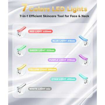 7 Color Light Based Facial and Neck Massager - Face Massager Tool for Skin Care at Home, Glossy White