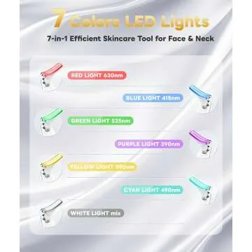 7 Color Light Based Facial and Neck Massager - Face Massager Tool for Skin Care at Home, Glossy White