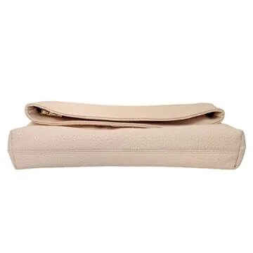 JNB Faux Leather Oversize Foldover Clutch in Sand