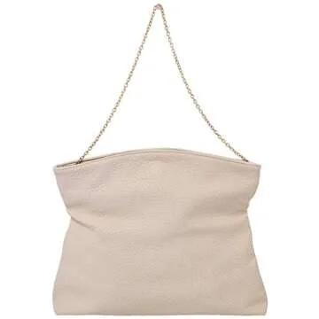 JNB Faux Leather Oversize Foldover Clutch in Sand