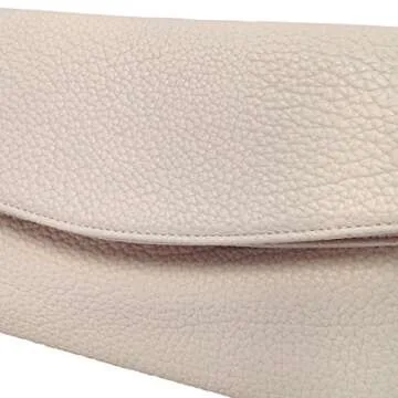 JNB Faux Leather Oversize Foldover Clutch in Sand