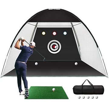 Golf Practice Net, 10x7ft Golf Hitting Training Aids Nets with Target and Carry Bag for Backyard Dri...