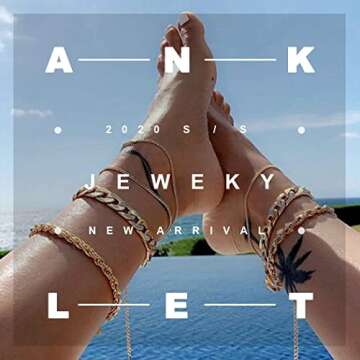 JEWEKY Boho Starfish Anklets Blue Ankle Bracelets Pearl Anklet Chain Beach Foot Jewelry for Women