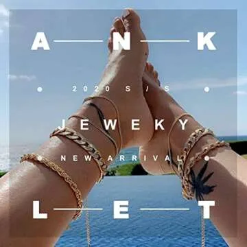 JEWEKY Boho Starfish Anklets Blue Ankle Bracelets Pearl Anklet Chain Beach Foot Jewelry for Women