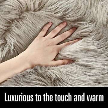 LOCHAS Ultra Soft Fluffy Rugs Faux Fur Sheepskin Area Rug for Bedroom Bedside Living Room Carpet Nur...
