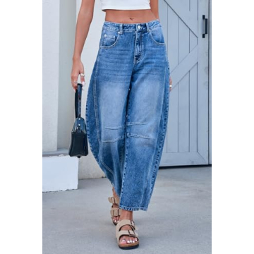 GREAIDEA Mid Rise Barrel Jeans for Women Stylish Comfort