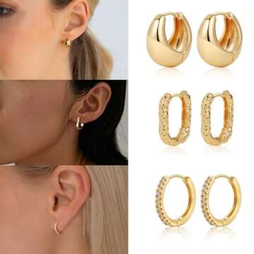 VIROMY Gold Hoop Earrings for Women Trendy Small Hoop Earrings，14K Gold Plated Lightweight Earrings for Women Chunky Open Hoops Earrings Gold Jewelry Gifts for women