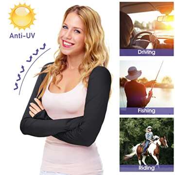 Yolev 2Pcs Cooling Shawl Arm Sleeve with Finger Hole Sun Sleeves for Women