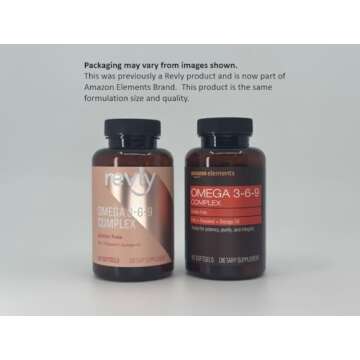 Amazon Elements Omega 3-6-9 Complex of Fish, Flaxseed and Borage Oil - EPA & DHA Omega-3 fatty acids - 60 Softgels, 2 Month Supply