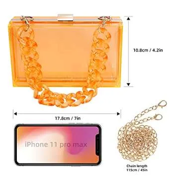 WJCD Women Clear Purse Acrylic Box Clutch Handbag, Small Transparent Crossbody Evening Bag Stadium A...