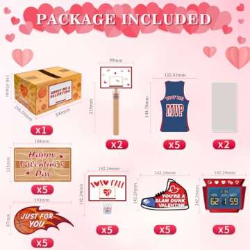 Valentines Day Box with 30Pcs Cards Kids Basketball Mailbox School Classroom Exchange Game Valentine...