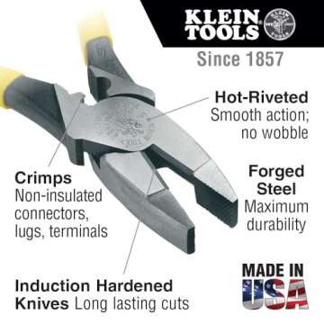 Klein Tools 80086 Journeyman Plier Kit, Made in USA, High Leverage Side Cutting, Diagonal, Long Nose...