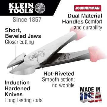 Klein Tools 80086 Journeyman Plier Kit, Made in USA, High Leverage Side Cutting, Diagonal, Long Nose Pliers to Strip, Cut and Crimp Wire, 6-Piece