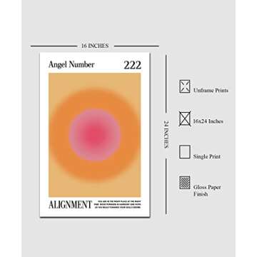 Teevoke 16x24 - Angel Number 222 Poster, Alignment, Aura Gradient Print, Spiritual Posters, Magical, Spirit Guide, Divine, Connection, Poster Unframed, White