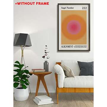 Teevoke 16x24 - Angel Number 222 Poster, Alignment, Aura Gradient Print, Spiritual Posters, Magical, Spirit Guide, Divine, Connection, Poster Unframed, White