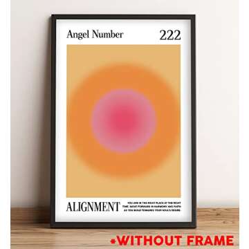 Teevoke 16x24 - Angel Number 222 Poster, Alignment, Aura Gradient Print, Spiritual Posters, Magical, Spirit Guide, Divine, Connection, Poster Unframed, White
