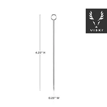 Viski Silver Cocktail Picks Set of 6 Durable Barware Accessories