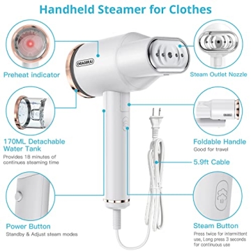 Portable Steamer for Clothes - Oragerju 2 in 1 Travel Iron