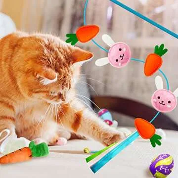 Lepawit Easter Cat Toys - Fun Bunny Wand & Catnip Toys
