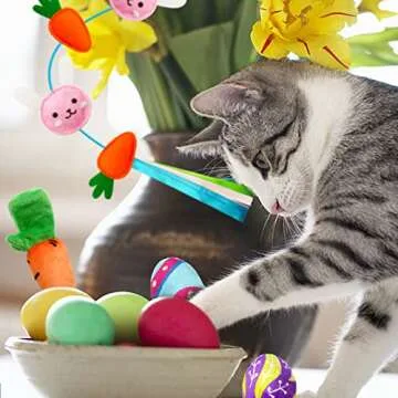 Lepawit Easter Cat Toys - Fun Bunny Wand & Catnip Toys