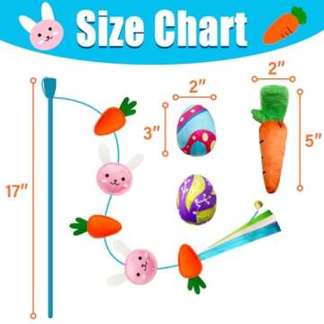 Lepawit 4 Pack Easter Cat Toys, Bunny Cat Wand Toy with Bell, Easter Egg Catnip Toys with Crinkle, Easter Gifts for Indoor Cats & Kitten & Kitty