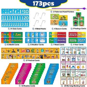 Aizweb Classroom Calendar Pocket Chart,Monthly Calendar for Kid Preschool Kindergarten Classroom Ele...