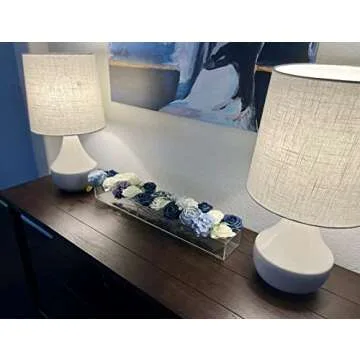 Long Clear Rectangular Flower Vase Table Centerpiece for Flowers - 24 Inches Long Flute Vase - Acrylic Modern Vase - Low Flower Vase Arrangement for Home Decor or Weddings w/Removable Top (Clear)