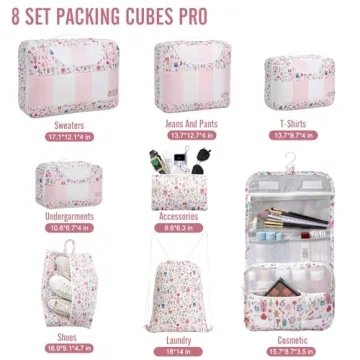 Veken 8 Set Packing Cubes: Travel Essentials for Organized Luggage