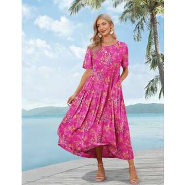 YESNO Women's Casual Bohemian Floral Maxi Dress - Perfect for Summer